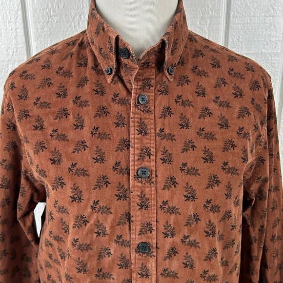 Express Women Long Sleeve Corduroy Top Blouse Brown Thanksgiving Cottage Size XS - Picture 4 of 8